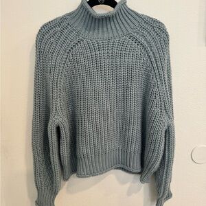 H&M Blue Chunky Knit Turtleneck Sweater XXL